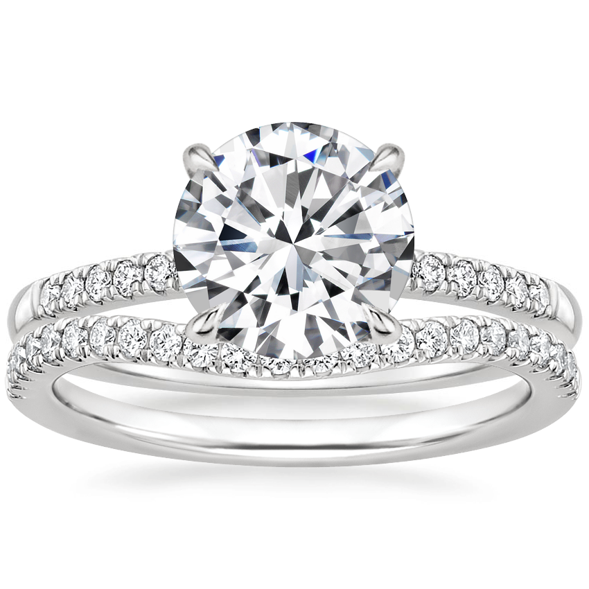 18K White Gold Petite Viviana Diamond Ring 1 6 ct. tw. with Curved Ballad Diamond Ring 1 6 ct. tw